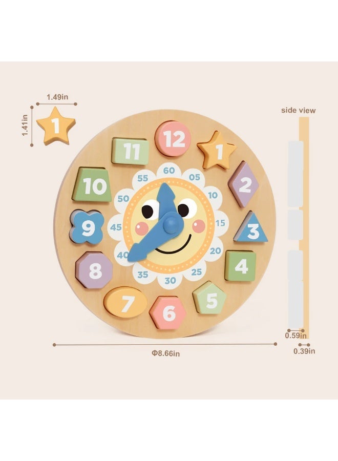 Tooky Toys Wooden Montessori Clock Puzzle - Multicolor - 13 Pcs - Image 4